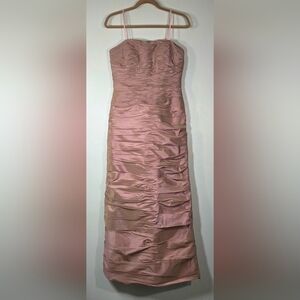 IVONNE D BY MON CHERI SILK RUCHED FORMAL GOWN.